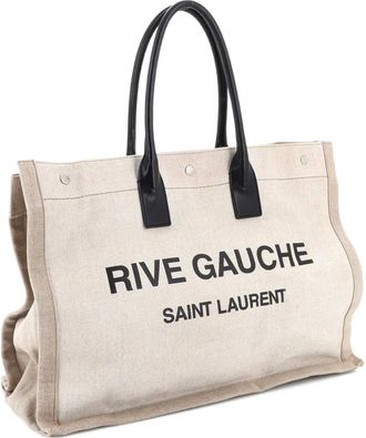 Saint Laurent Borsa tote Rive Gauche grande in tela - Toni neutri