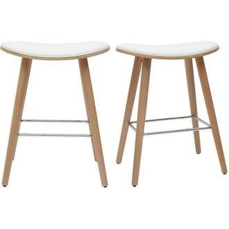 Miliboo Miliboo - Sgabelli da bar legno chiaro e bianco H65 cm (set di 2) meadow