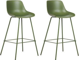 Beliani Set of 2 Bar Chairs EMMET Green