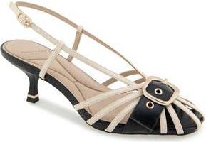 Kenneth Cole Glenda Slingback Sandal in Sand/black Patent at Nordstrom Rack, Size 8.5