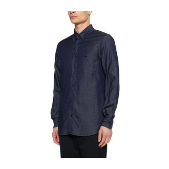 Emporio Armani Casual Shirts, male, Blue, Size: 2XL Casual Shirts