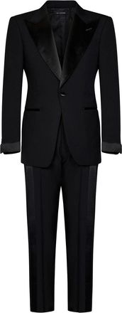 Tom Ford Black Cool Wool Groom Tuxedo Suit