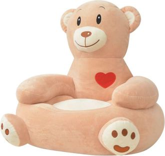 vidaXL Plush Childrens Chair Bear Brown vidaXL