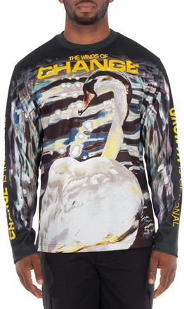 Burberry Swan-Print Long-Sleeved T-Shirt, Size XX-Small