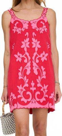 Fate Embroidered Mini Shift Dress In Red/pink
