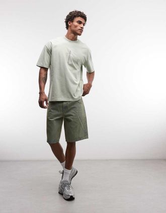 HUF Cromer - Pantaloncini in denim lavaggio sporco-Blu