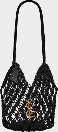 Saint Laurent Small YSL Crochet Shopper Tote Bag