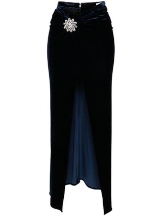 Paco Rabanne Gonna midi con strass - Blu