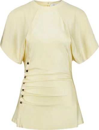 Paco Rabanne Elegante Gedrapeerde Blouse in Cr&egrave;me Anglaise - Dames - Blouses - Beige - S - Overhemden