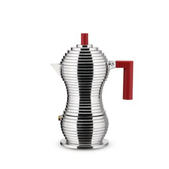 Alessi Pulcina Espressokocher, 15 cl, silber / rot