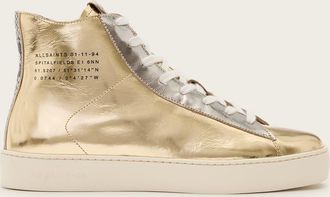 AllSaints Womens Cow Leather Tana Metallic Leather High Top Trainers, Size: UK 4/ US 7/ EU 37