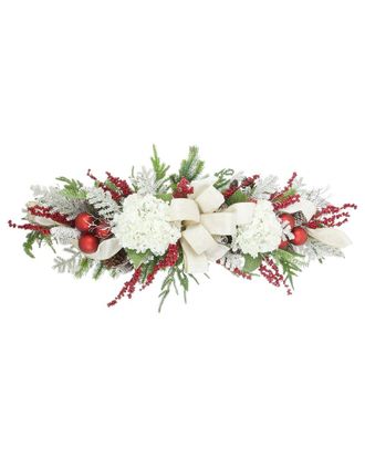 Creative Displays Inc. Handcrafted Holiday Swag With Hydrangeas, Ornaments & A Bow