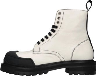 Marni Dada Combat Boot - Dames - Veterlaarzen - Wit - 41 EU - Leer - Schoenen