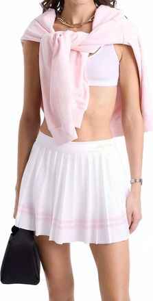 Sporty & Rich Vendome Script Logo Pleated Skort In White/pink