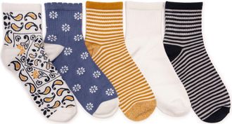 Muk Luks Quarter Crew Novelty Socks, 5 Pair Pack in Multi at Nordstrom