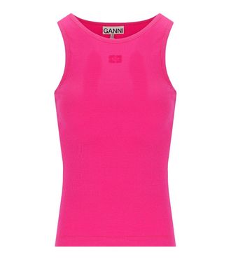 Ganni CANOTTA A COSTINE FUCSIA GANNI