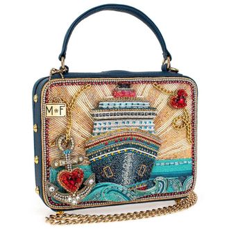 Mary Frances Womens Full Steam Ahead Beaded Cruise Ship Top Handle Novelty Handbag, Blue, One Size