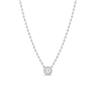 SHYMI Bezel Round Pendant Ball Chain Necklace - 18k Gold-Filled, Rhodium - Plated, Cubic Zirconia, Adjustable Chain