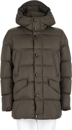 Woolrich Green Padded Quilted High-Collar Wool-Blend Bomber Jacket