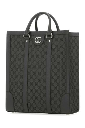 Gucci Mens Gg Supreme Fabric And Leather Ophidia Shopping Bag Grey Borse A Mano