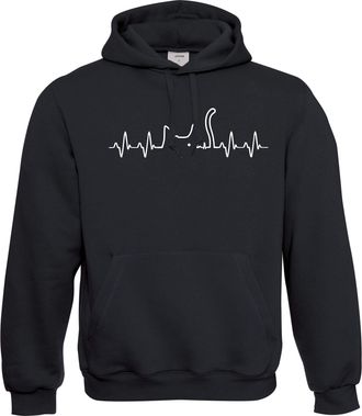 Generic Cat Lovers Heartbeat Hoodie (BLACK, L)