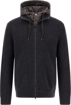 Herno Truien & Vesten, Heren, Grijs, 2Xl, Wol, Full Zip Knit Cardigan