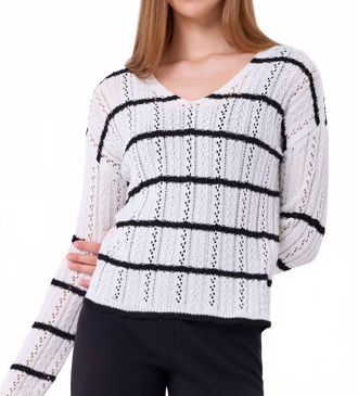 French Kyss Crochet Long Sleeve Top In Ivory/black