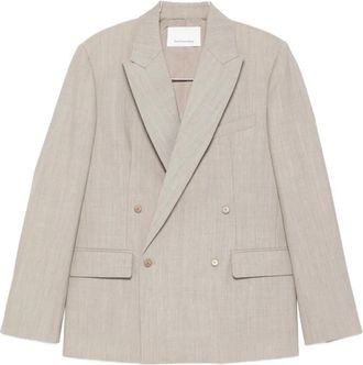 Frankie Shop Newark Double-Breasted Blazer - Dames - Blazers - Beige - S - Katoen - Jassen