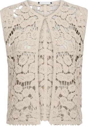 Co'Couture Crochet Top - Dames - Bodywarmers - Beige - XS - Katoen - Jassen