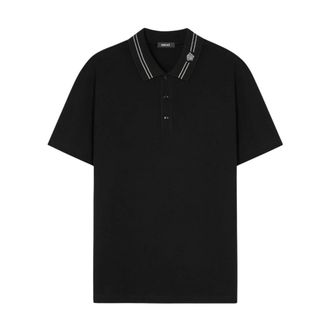 Versace Tops, Heren, Zwart, S, Katoen, Medusa Borduur Polo
