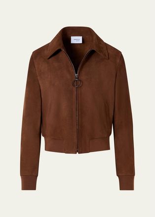 Akris Suede Bomber Short Jacket