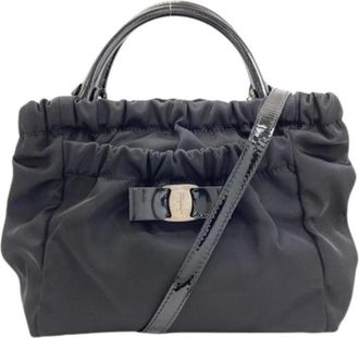 Ferragamo Pre-owned Handbags, female, Black, Size: ONE SIZE Pre-owned Nylon Handbag