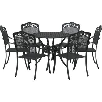 vidaXL Juego De Comedor De Jard&iacute;n 7 Piezas Aluminio Fundido Negro Vidaxl
