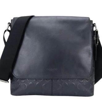 Coach Pre-owned Cross Body Bags, male, Blue, Size: ONE SIZE Pre-owned Signature Line Shoulder Bag