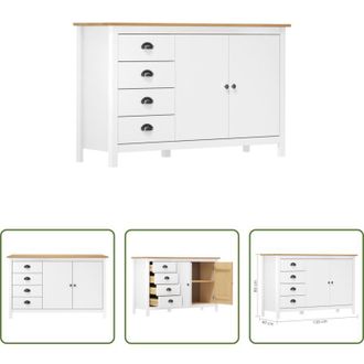 vidaXL vidaXL Cassettiera in legno - Credenza Hill Bianca 130x40x80 cm in Legno Massello di Pino
