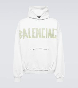 Balenciaga Tape Type Ripped cotton fleece hoodie