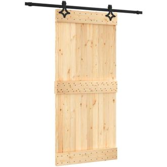 vidaXL Vidaxl - Puerta Corredera Con Herrajes Madera Maciza De Pino 95x210 Cm