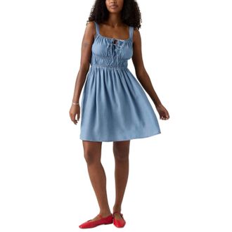 Levi's Ambrey A Line Dress Womens Deep Blue Orchid Cotton Tie Front PALL519