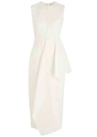 Roksanda Ilincic Raya Draped Midi Dress - Ivory - 14 (UK14 / L)