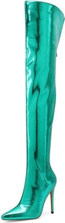 Generic Green,7.5 UK,Thigh High Boots Over The Knee Boots for Women Pointed Toe Stiletto High Heel Boot Comfy Back Zipper Wedding Party Dating Long Fall Dress