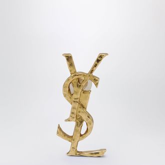 Saint Laurent Orecchino Cassandre martellato in ottone metallico