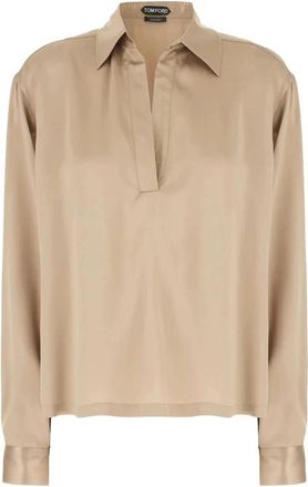 Tom Ford Zijde Stretch Blouse - Dames - Blouses - Beige - S - Overhemden