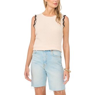 Vince Camuto Scallop Tweed Sleeveless Top in Soft Cream at Nordstrom, Size X-Small