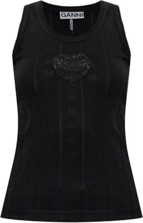 Ganni Mujer, Camisetas, Negro, Talla: S