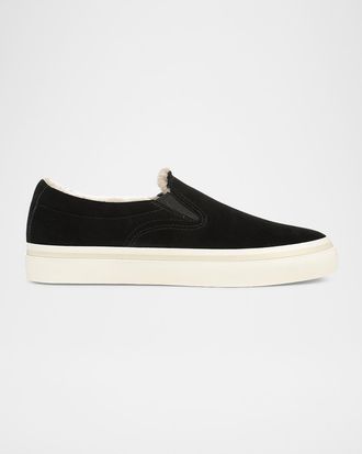 Vince Blair Suede & Shearling Slip-On Sneakers