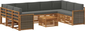 vidaXL Conjunto De Sof&aacute;s De Exterior 10 Uds. Natural Y Antracita Vidaxl