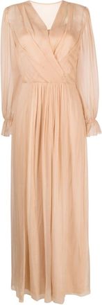 Alberta Ferretti pleated silk-chiffon dress - women - Silk/Silk/Acetate/Elastane - 40 - Pink