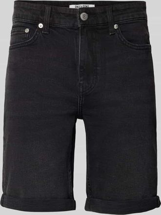 Only & Sons Regular Fit Jeansshorts aus Baumwoll-Mix Modell PLY in Black, Gr&ouml;&szlig;e XXL