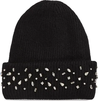 Tasha Crystal Cuffed Beanie in Black at Nordstrom Rack