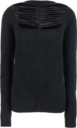 Rick Owens Concordians LS Top - Dames - Ronde hals truien - Zwart - M - Wol - Truien & Vesten